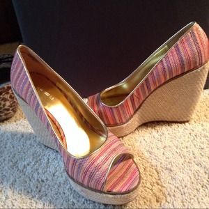 Multi colored prep toe wedges