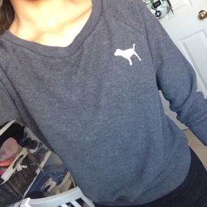 VS PINK 3/4 sweater, grey with white lettering