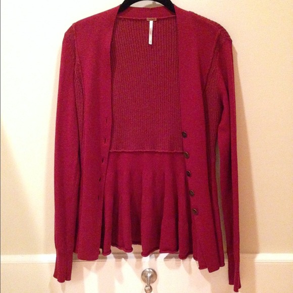 Free people red cardigan