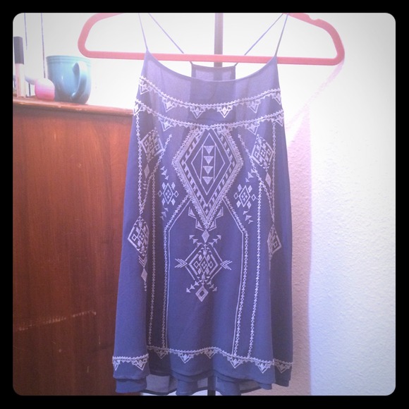 Blu Pepper French blue embroidered top