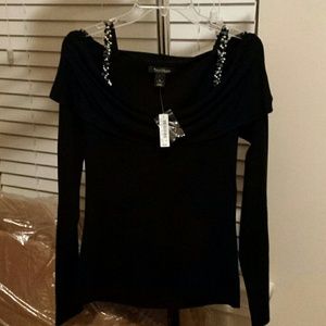 WHBM Black off - shoulder sweater