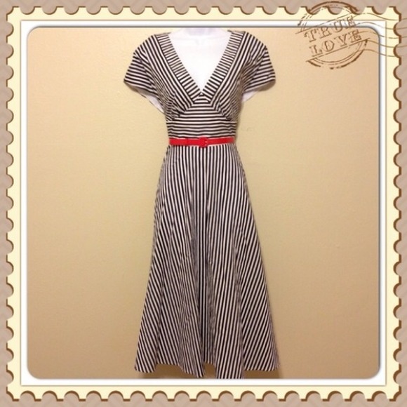 Maggy London black/white striped dress