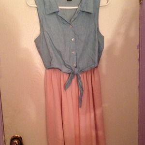Denim top fabric and chiffon dress!