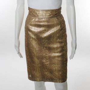 Gold snake print sequin pencil skirt