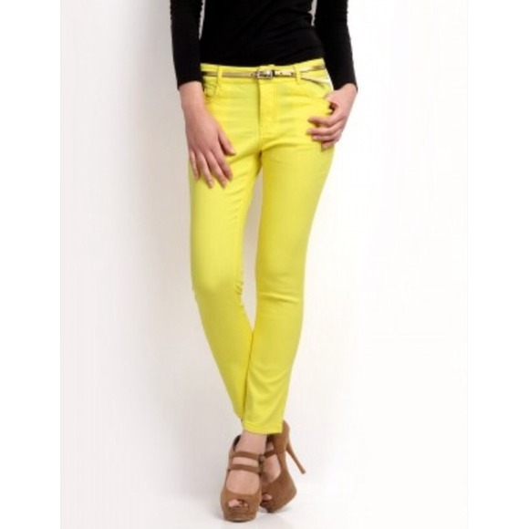 yellow slim fit jeans