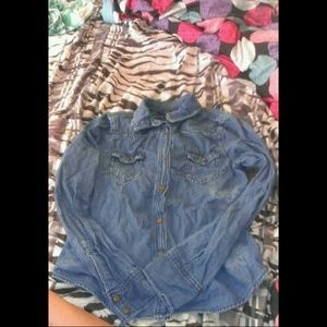 Distressed blue jean shirt/jacket