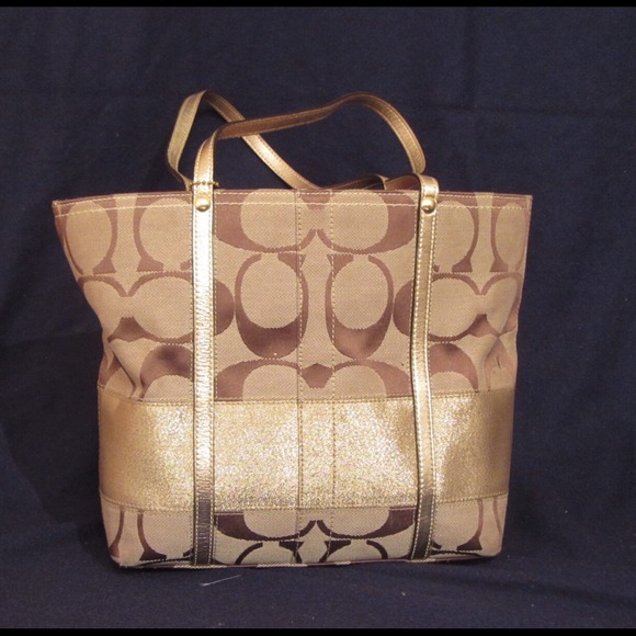 Coach signature stripe tote bag