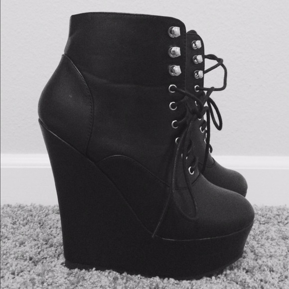 Black wedge booties- sold