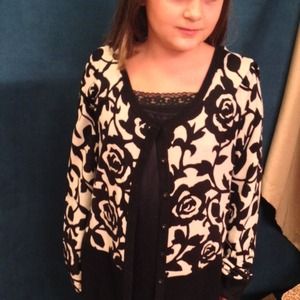 SOLD in Bundle! Cream & Blk beaded sweater.