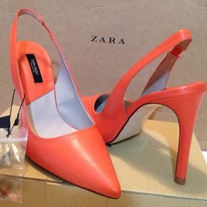 NWT Zara Leather Sling Back Shoes