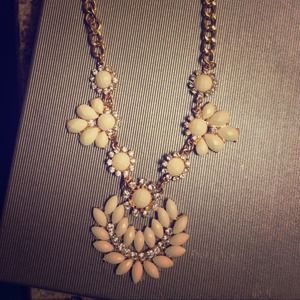 White leaf statement necklace