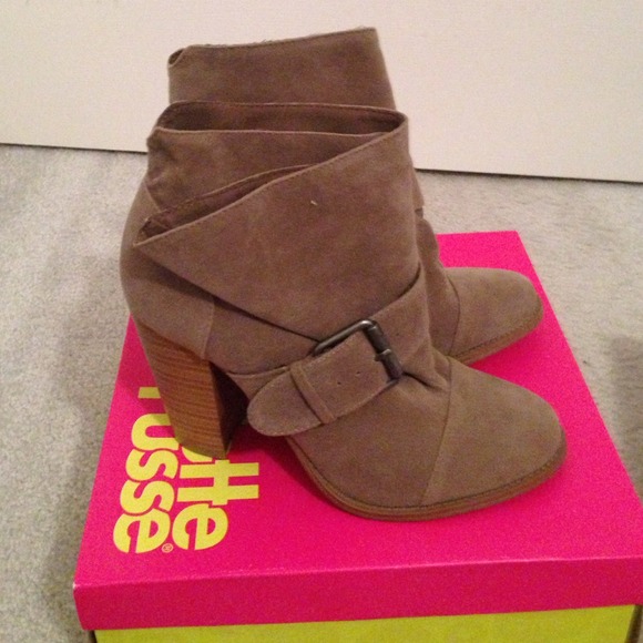 Brown suede booties