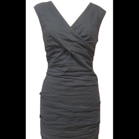 Eileen Fisher Misses Black Cotton Ruched Bodycon