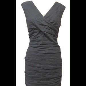 Eileen Fisher Misses Black Cotton Ruched Bodycon