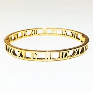 Roman Numerals Bangle Gold Plated