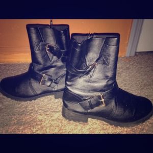 Black leather boots