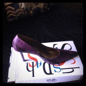 Purple Snakeskin pointy toe pump