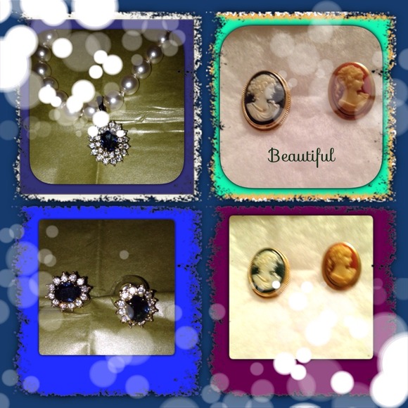 Brooches and necklace and earrings bundled