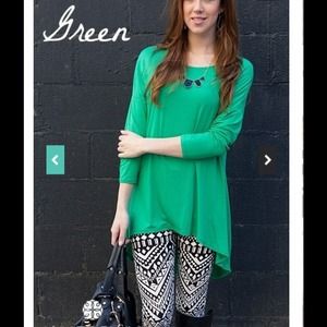 High-low tunic in green