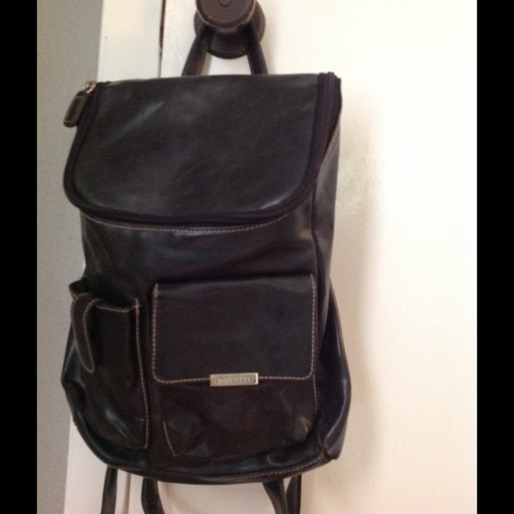 Black Leather Backpack handbag.