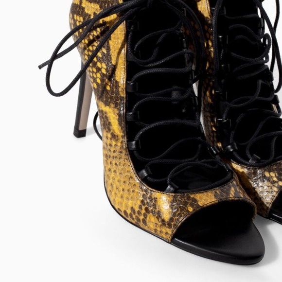 SOLD~Zara Snakeskin Sandal Lace up Booties