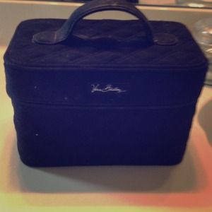 Black quilted Vera bradley make up case.