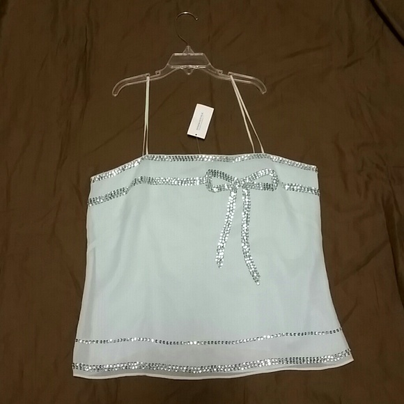 Light blue/green banana republic top w sequin bow