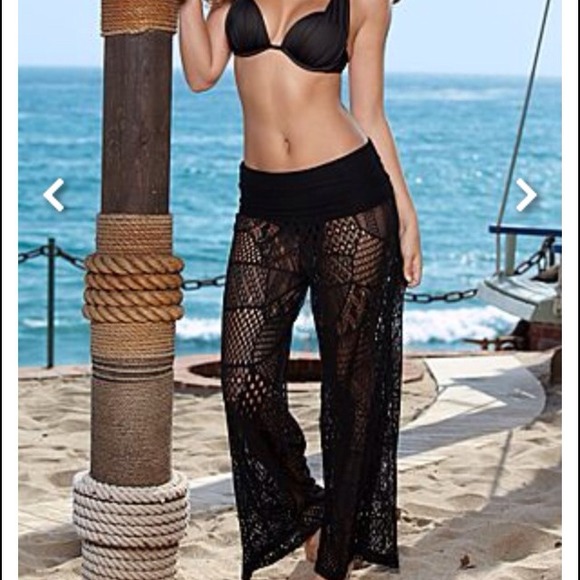 Black crochet cover up pants