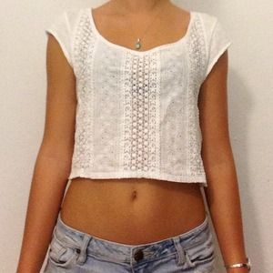 White Hollister crop top