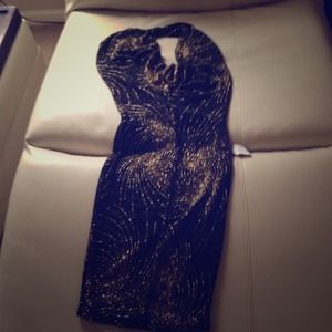 Black and gold ball dress.