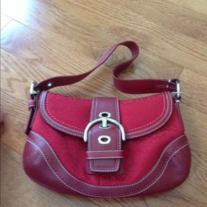 Authentic coach red mini-signature soho bag