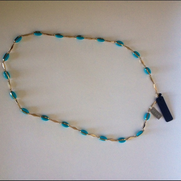 NWT J. Crew gold necklace w turquoise beads