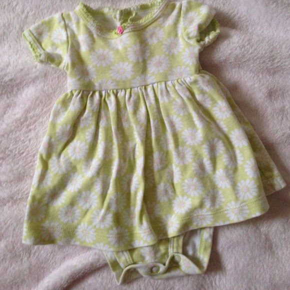 Newborn light green and white dress