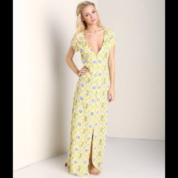 FLYNN SKYE Yellow Delight Eterie Maxi Dress, NEW