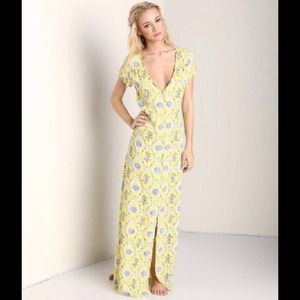 FLYNN SKYE Yellow Delight Eterie Maxi Dress, NEW