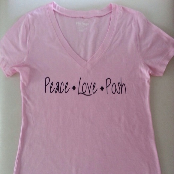 Peace Love Posh pink v-neck tees - Picture 4 of 4
