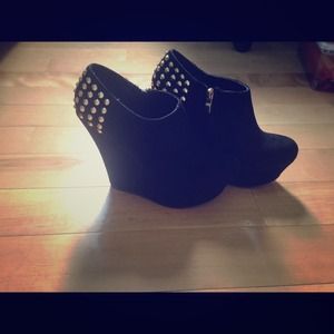 Platform wedge ankle booties