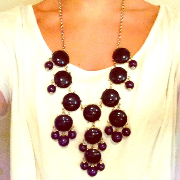 J. Crew bubble necklace in navy and gold