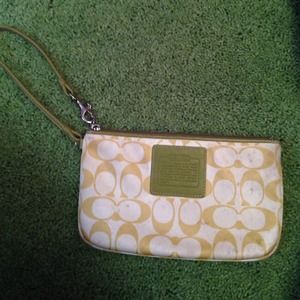 Green authentic Coach wristlet