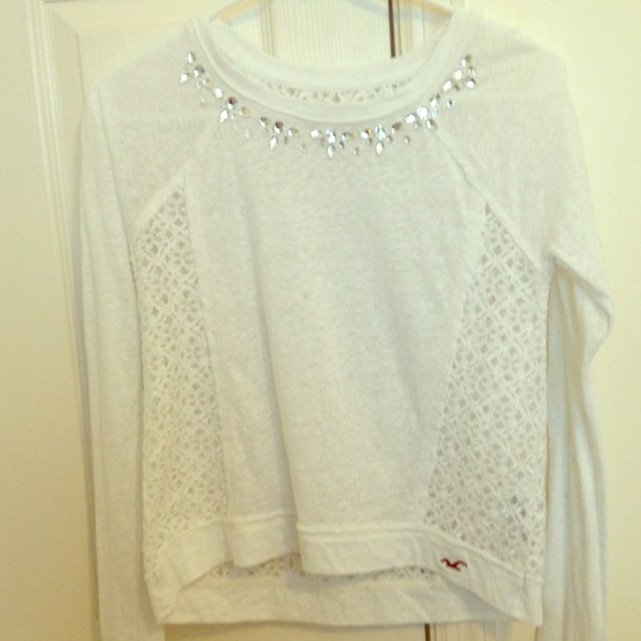 White top with jeweled collar