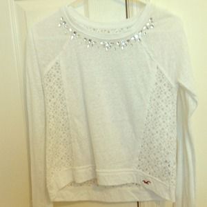 White top with jeweled collar