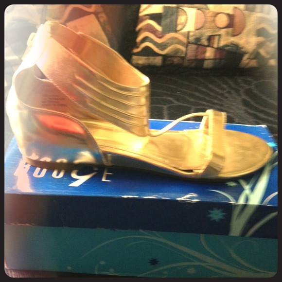 Gold gladiator wedge sandal