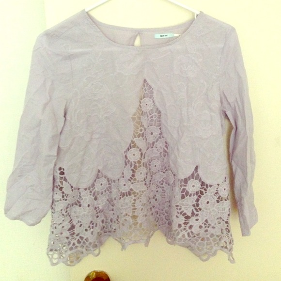 UO open back lace accent top