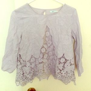UO open back lace accent top
