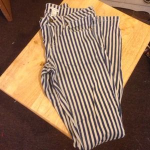 Blue and white stripped pants