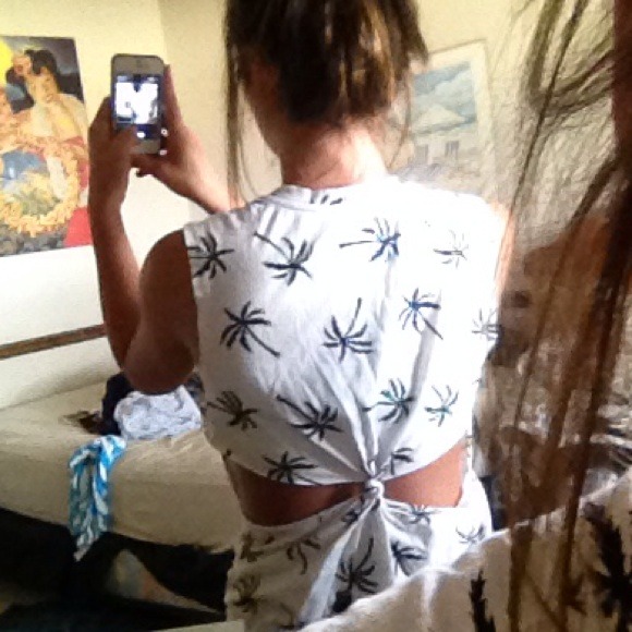 palm tree tunic with cut out back