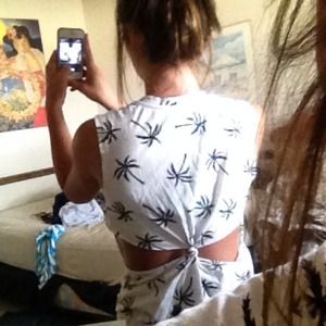 palm tree tunic with cut out back