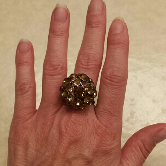 Fossil copper rhinestone ring.  Size 8 - Picture 2 of 2