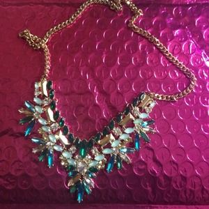 Green is the new black statement necklace