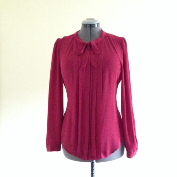 LOFT pink chiffon long sleeve top